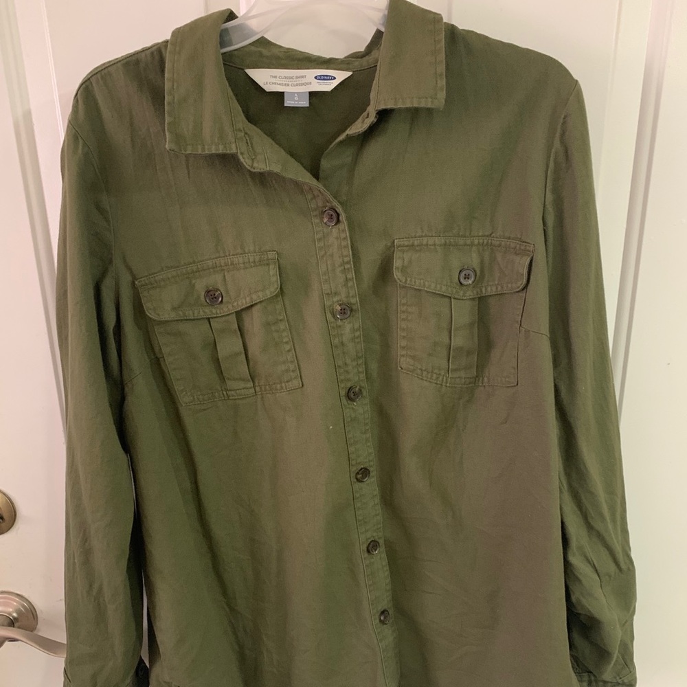 army green long sleeve button up (old navy)
